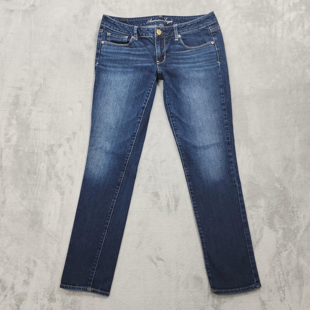 American Eagle Jeans Womens 10 Blue Medium Wash Low Rise Skinny Stretch Denim